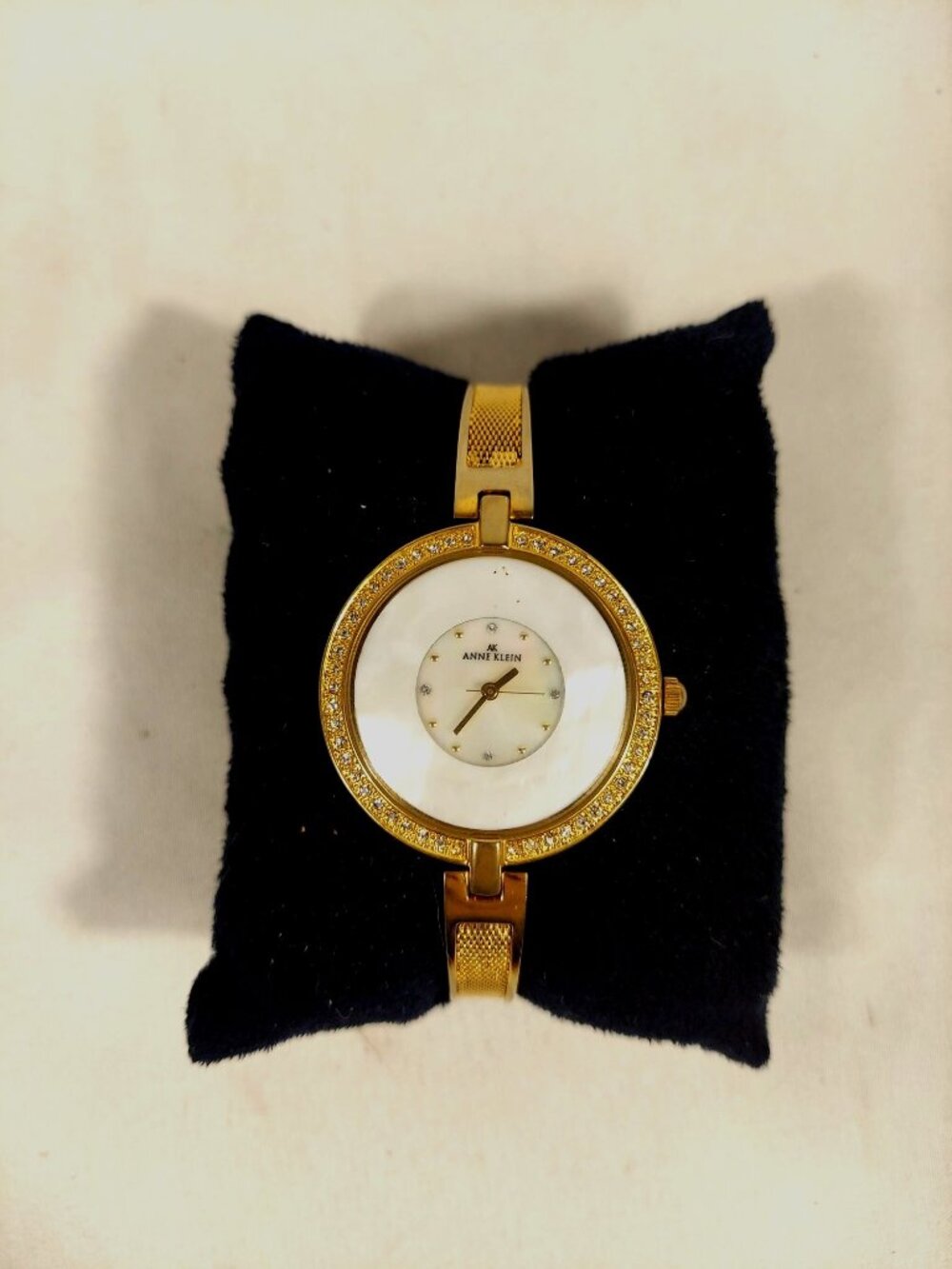 Anne Klein Y2k 80's Gold Rhinestone Abalone Watch Delicate Old Money
